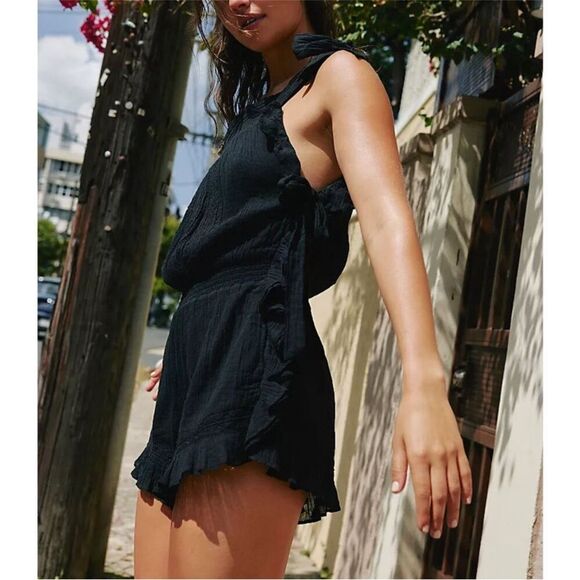 Free People Feelin Fancy Romper / Black Combo - Picture 7 of 11